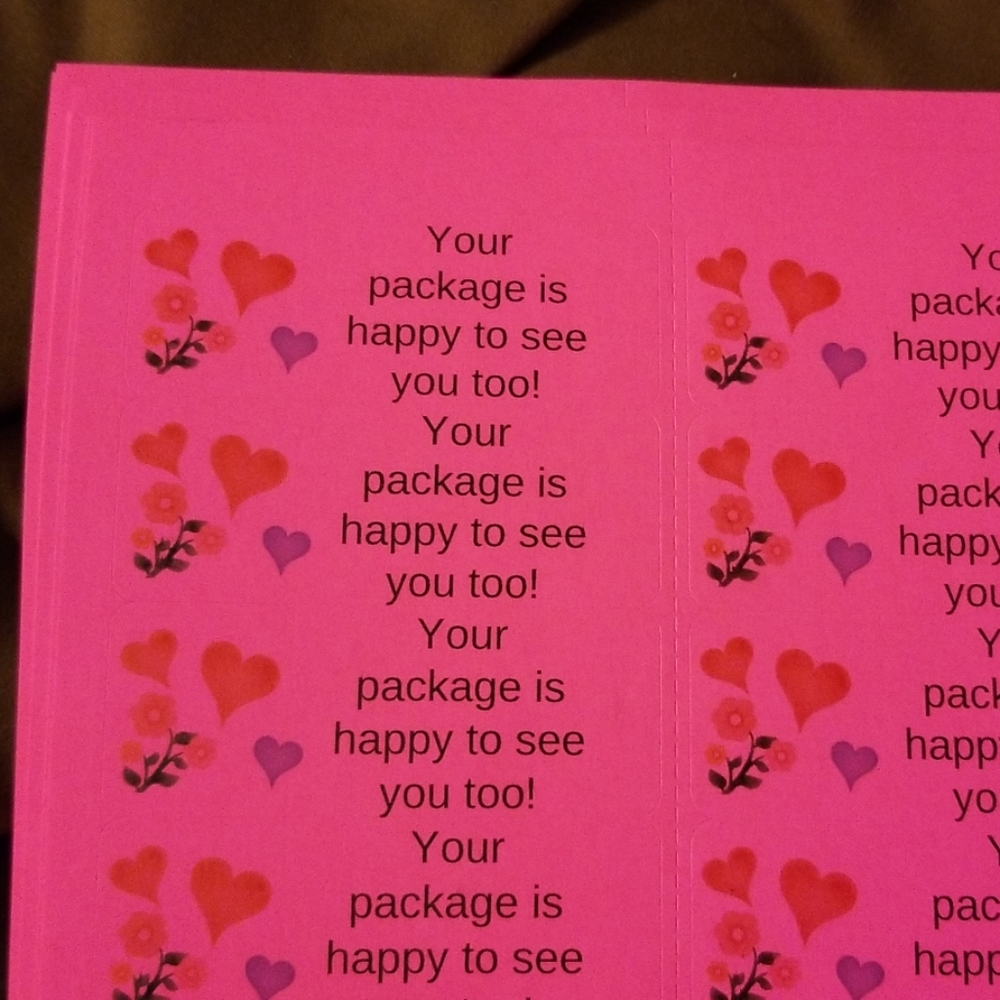 150 Labels Pink - Your Pkg is Happy to See You Too
